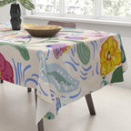 Vibrant Wildflower Garden Pattern Hand Painted Folk Floral Design Tablecloth Gallery Image 3