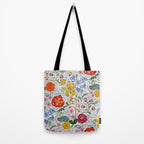 Vibrant Wildflower Garden Pattern Hand Painted Folk Floral Design Tote Bag Gallery Image 2