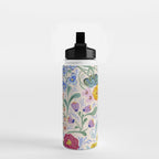 Vibrant Wildflower Garden Pattern Hand Painted Folk Floral Design Water Bottle Gallery Image 2