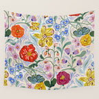 Vibrant Wildflower Garden Pattern Hand Painted Folk Floral Design Wall Tapestry Gallery Image 4