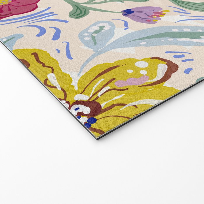 Vibrant Wildflower Garden Pattern Hand Painted Folk Floral Design Welcome Mat Gallery Image 2