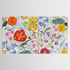 Vibrant Wildflower Garden Pattern Hand Painted Folk Floral Design Tablecloth Gallery Image 2