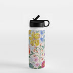Vibrant Wildflower Garden Pattern Hand Painted Folk Floral Design Water Bottle Gallery Image 1