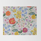 Vibrant Wildflower Garden Pattern Hand Painted Folk Floral Design Throw Blanket Gallery Image 2