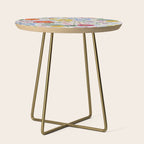 Vibrant Wildflower Garden Pattern Hand Painted Folk Floral Design Side Table Gallery Image 1