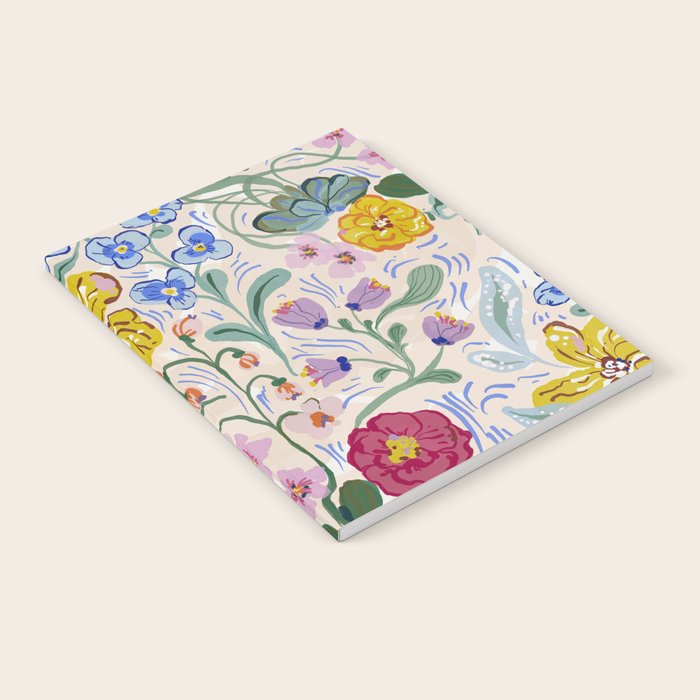 Vibrant Wildflower Garden Pattern Hand Painted Folk Floral Design Notebook Gallery Image 1