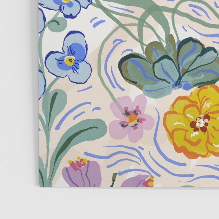 Vibrant Wildflower Garden Pattern Hand Painted Folk Floral Design Poster Gallery Image 3