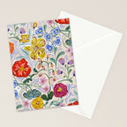 Vibrant Wildflower Garden Pattern Hand Painted Folk Floral Design Stationery Card Gallery Image 2