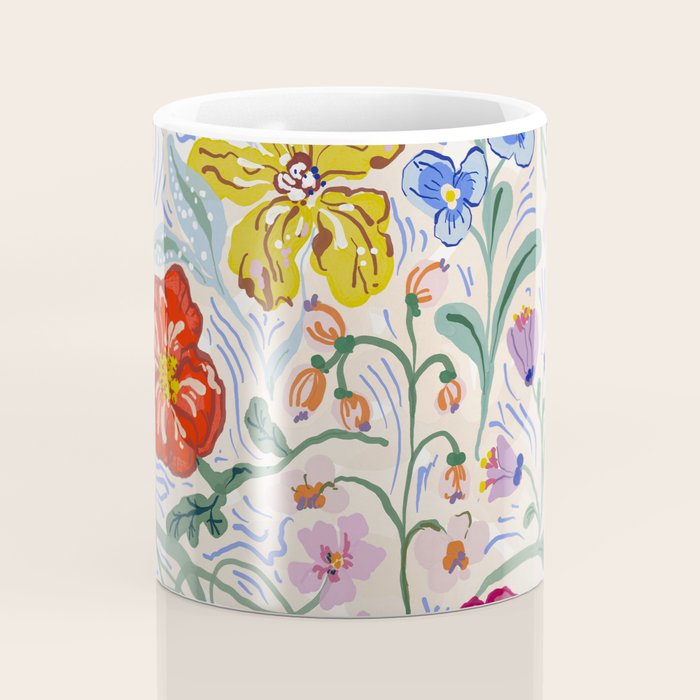 Vibrant Wildflower Garden Pattern Hand Painted Folk Floral Design Coffee Mug Gallery Image 4