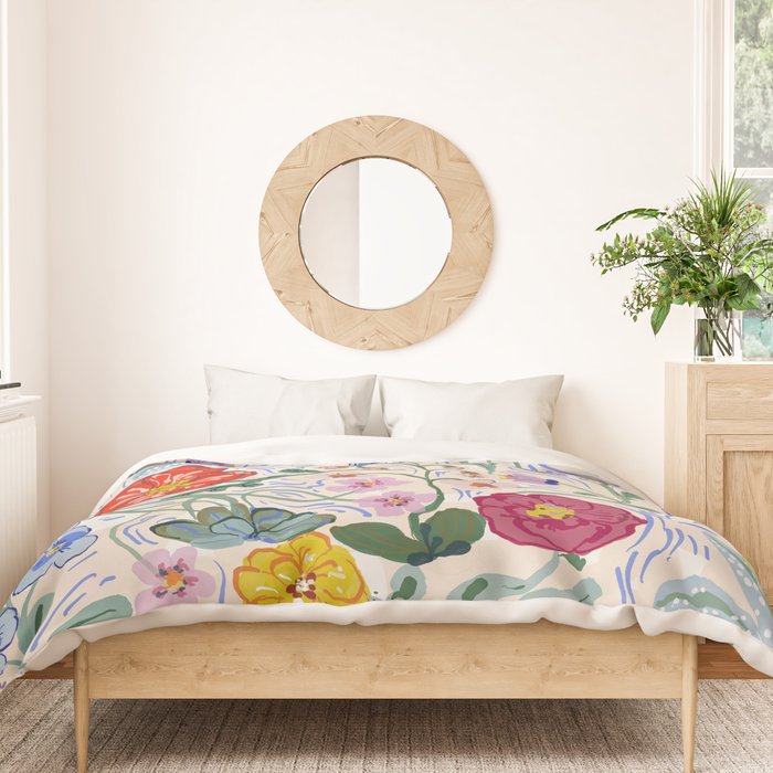 Vibrant Wildflower Garden Pattern Hand Painted Folk Floral Design Duvet Cover Gallery Image 3