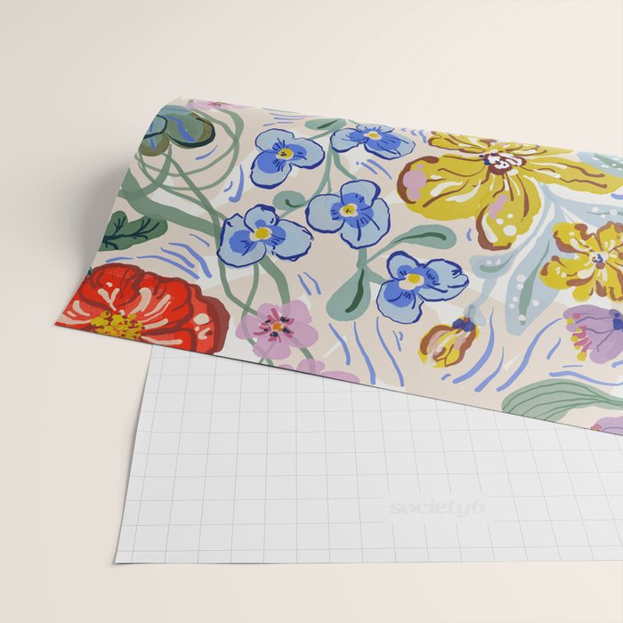 Vibrant Wildflower Garden Pattern Hand Painted Folk Floral Design Wrapping Paper Gallery Image 2