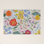 Vibrant Wildflower Garden Pattern Hand Painted Folk Floral Design Welcome Mat Gallery Image 1