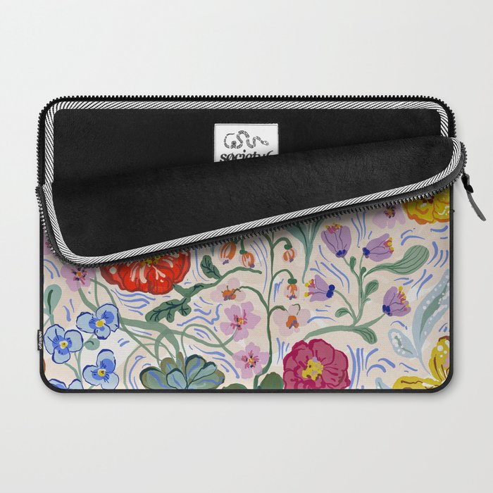Vibrant Wildflower Garden Pattern Hand Painted Folk Floral Design Laptop Sleeve Gallery Image 2