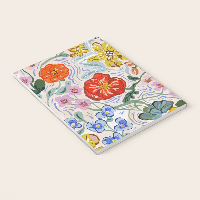 Vibrant Wildflower Garden Pattern Hand Painted Folk Floral Design Notebook Gallery Image 3