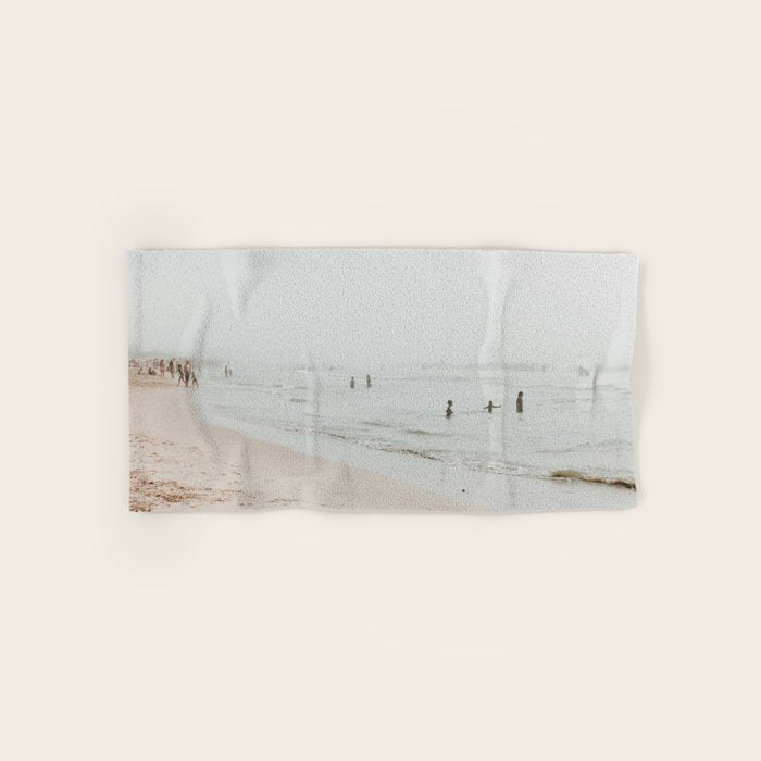 At the Beach 25 - Pastel Beach - Minimal - People - Ocean - Sea Travel photography Bath Towel Gallery Image 1