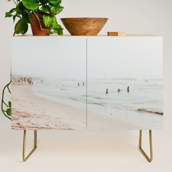 At the Beach 25 - Pastel Beach - Minimal - People - Ocean - Sea Travel photography Credenza Gallery Image 1