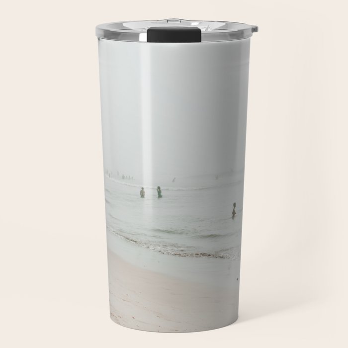 At the Beach 25 - Pastel Beach - Minimal - People - Ocean - Sea Travel photography Travel Mug Gallery Image 1