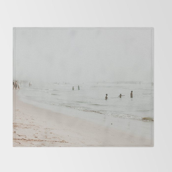 At the Beach 25 - Pastel Beach - Minimal - People - Ocean - Sea Travel photography Throw Blanket Gallery Image 2