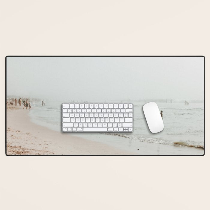 At the Beach 25 - Pastel Beach - Minimal - People - Ocean - Sea Travel photography Desk Mat Gallery Image 1