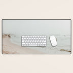 At the Beach 25 - Pastel Beach - Minimal - People - Ocean - Sea Travel photography Desk Mat Gallery Image 1