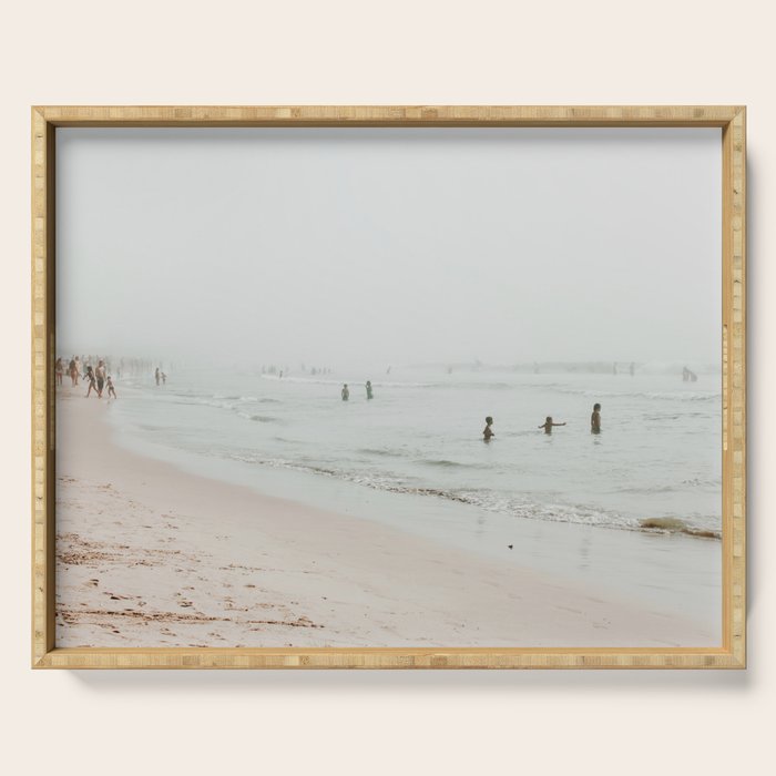 At the Beach 25 - Pastel Beach - Minimal - People - Ocean - Sea Travel photography Serving Tray Gallery Image 1