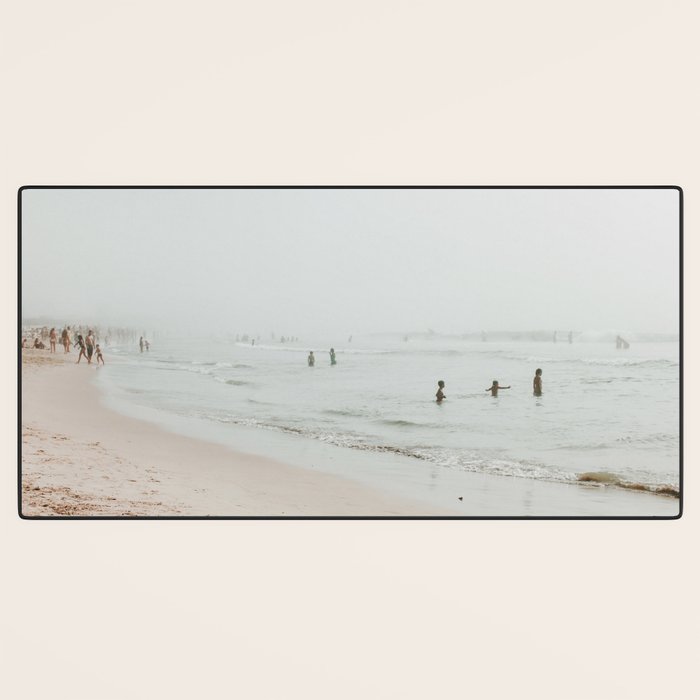 At the Beach 25 - Pastel Beach - Minimal - People - Ocean - Sea Travel photography Desk Mat Gallery Image 3