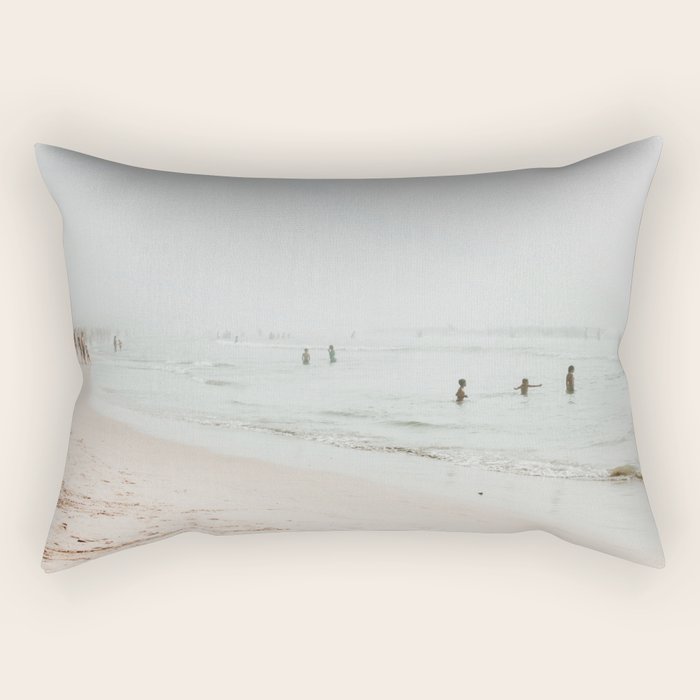 At the Beach 25 - Pastel Beach - Minimal - People - Ocean - Sea Travel photography Rectangular Pillow Gallery Image 2