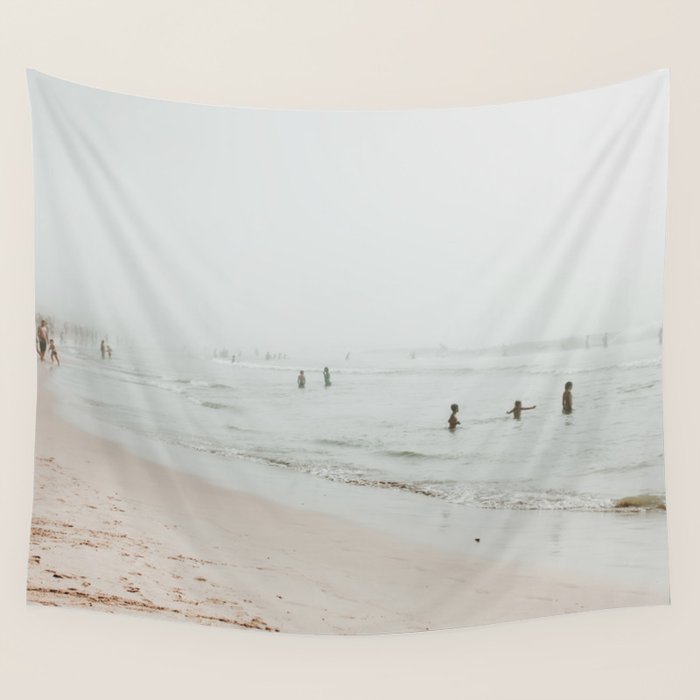 At the Beach 25 - Pastel Beach - Minimal - People - Ocean - Sea Travel photography Wall Tapestry Gallery Image 4