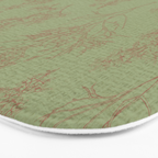 Botanical Cottage Woven Look Pattern in Sage Green and Mocha Brown Bath Mat Gallery Image 3