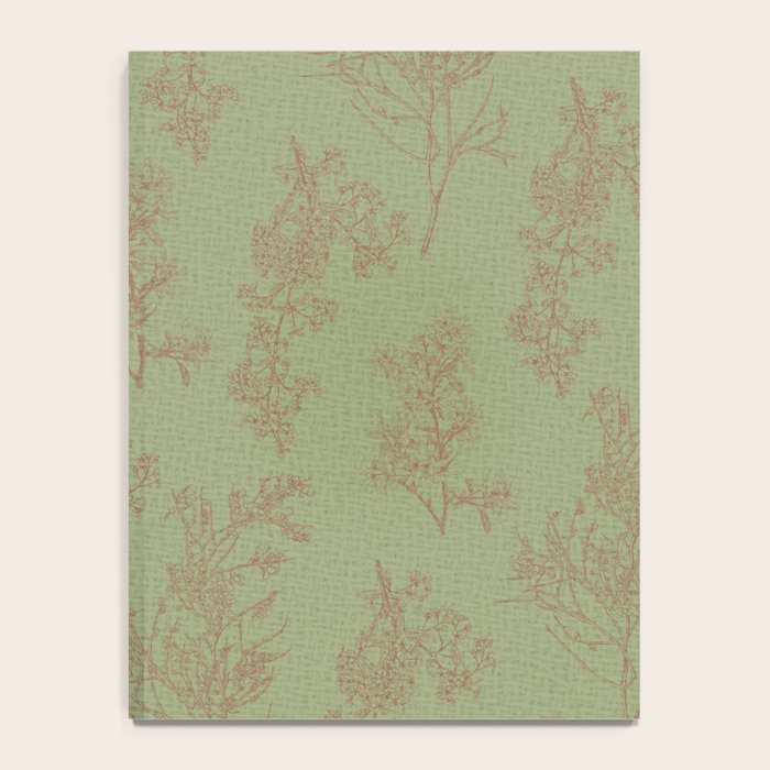 Botanical Cottage Woven Look Pattern in Sage Green and Mocha Brown Notebook Gallery Image 4