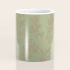 Botanical Cottage Woven Look Pattern in Sage Green and Mocha Brown Coffee Mug Gallery Image 4