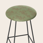 Botanical Cottage Woven Look Pattern in Sage Green and Mocha Brown Stool Gallery Image 2