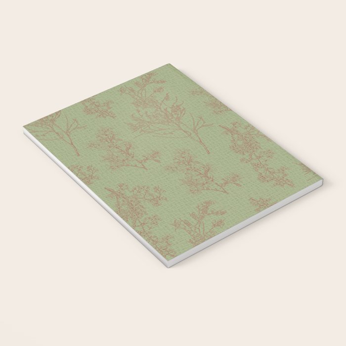 Botanical Cottage Woven Look Pattern in Sage Green and Mocha Brown Notebook Gallery Image 3