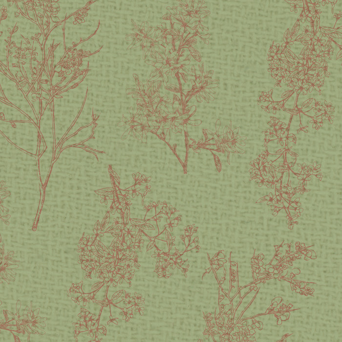 Botanical Cottage Woven Look Pattern in Sage Green and Mocha Brown Coffee Mug Gallery Image 2