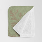 Botanical Cottage Woven Look Pattern in Sage Green and Mocha Brown Throw Blanket Gallery Image 3
