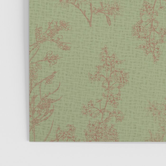 Botanical Cottage Woven Look Pattern in Sage Green and Mocha Brown Poster Gallery Image 3