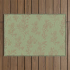 Botanical Cottage Woven Look Pattern in Sage Green and Mocha Brown Outdoor Rug Gallery Image 1