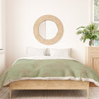 Botanical Cottage Woven Look Pattern in Sage Green and Mocha Brown Duvet Cover Gallery Image 3