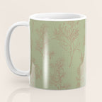 Botanical Cottage Woven Look Pattern in Sage Green and Mocha Brown Coffee Mug Gallery Image 3