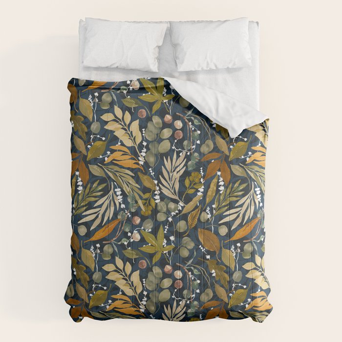 Fall leafy nature dark A Comforter Gallery Image 1