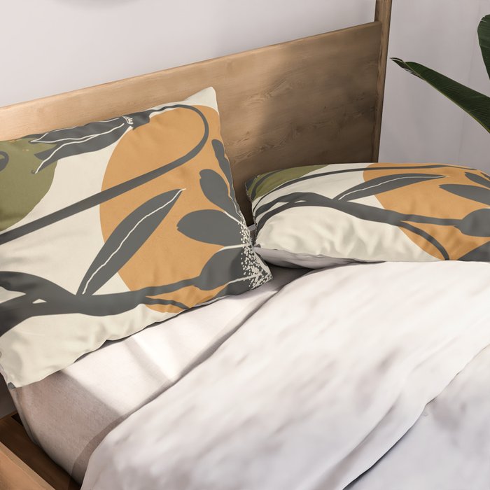 Modern Daisies in Contrast Pillow Sham Gallery Image 2