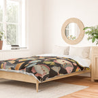 Whimsical Underwater World Multicolor Fish Pattern Black Duvet Cover Gallery Image 2