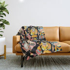 Whimsical Underwater World Multicolor Fish Pattern Black Throw Blanket Gallery Image 1