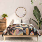 Whimsical Underwater World Multicolor Fish Pattern Black Comforter Gallery Image 3