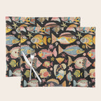 Whimsical Underwater World Multicolor Fish Pattern Black Placemat Gallery Image 1