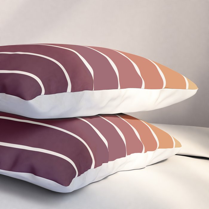 Gradient Arch III Warm Sunset Mid Century Modern Rainbow Pillow Sham Gallery Image 3