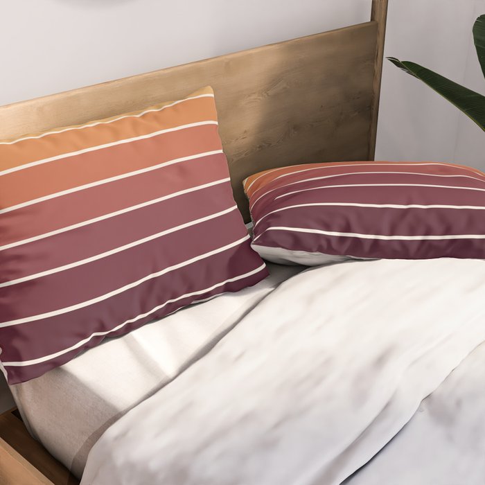 Gradient Arch III Warm Sunset Mid Century Modern Rainbow Pillow Sham Gallery Image 2