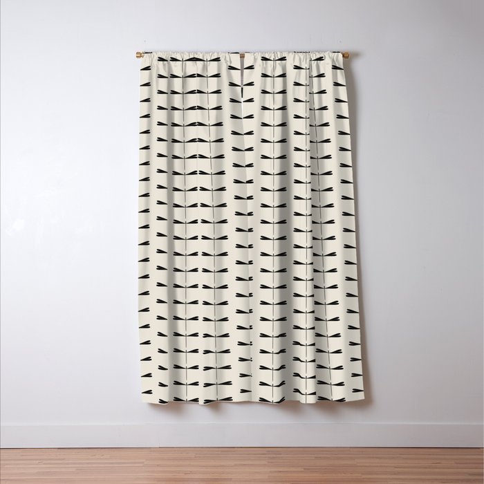 Dragonfly Pattern VIII Neutral Off White Window Curtain Gallery Image 3