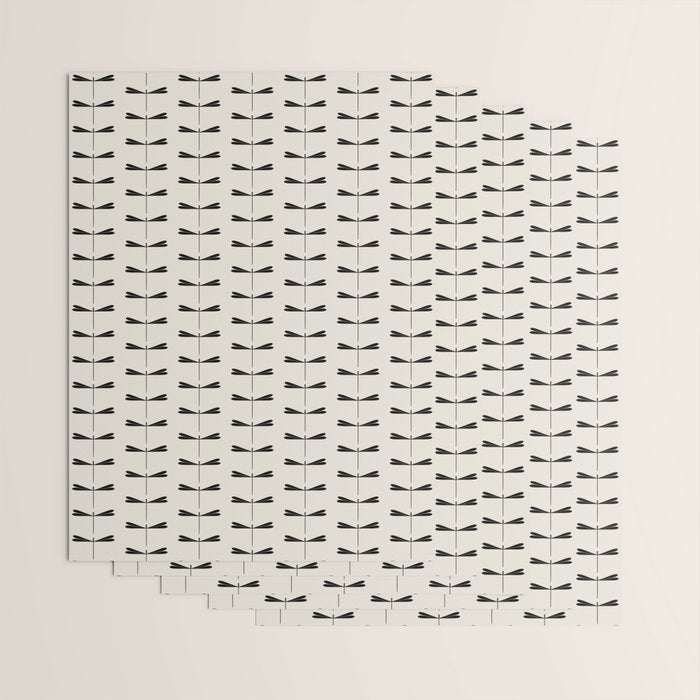 Dragonfly Pattern VIII Neutral Off White Wrapping Paper Gallery Image 3