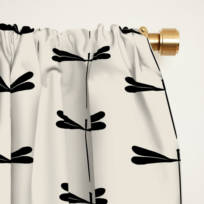 Dragonfly Pattern VIII Neutral Off White Window Curtain Gallery Image 2